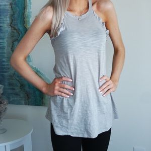 Grey ruffle tank
